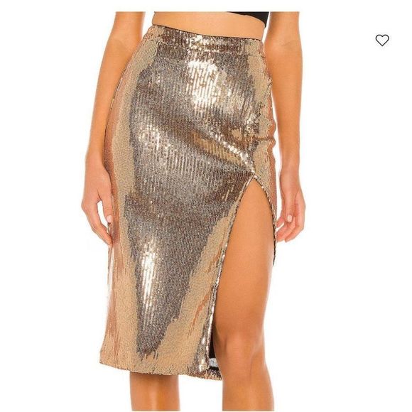 NWOT Lovers and Friends Duchess Sequin Skirt in Gold Size S - Picture 1 of 5